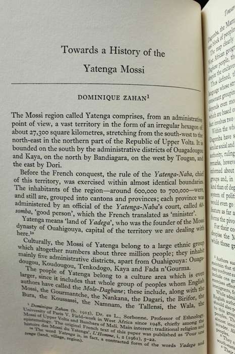 TOWARDS A HISTORY OF THE YATENGA MOSSI - DOMINIQUE ZAHAN - INSCRIBED BY AUTHOR