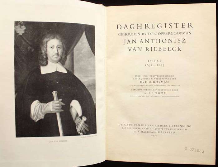 JOURNAL OF JAN VAN RIEBEECK - ORIGINAL DUTCH EDITION 3 VOLS. (1952-57) DAGHREGISTER