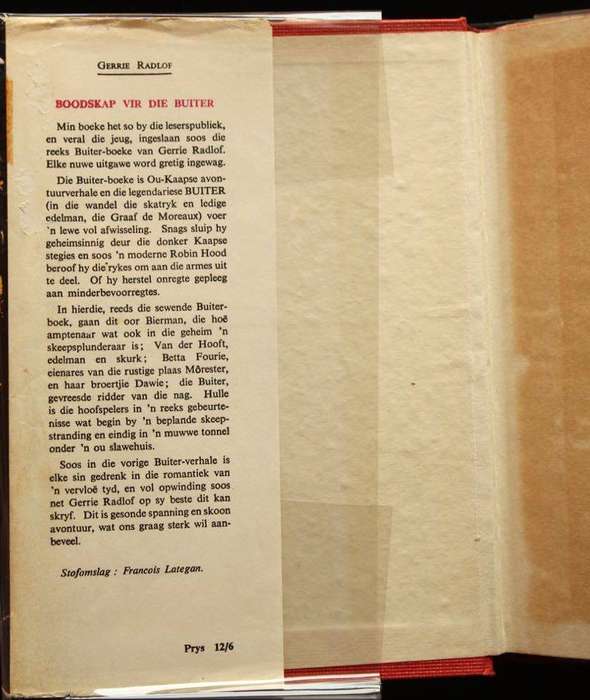 BOODSKAP VIR DIE BUITER - GERRIE RADLOF (1959) - EERSTE UITGAAF MET ORIGINAL DUST JACKET