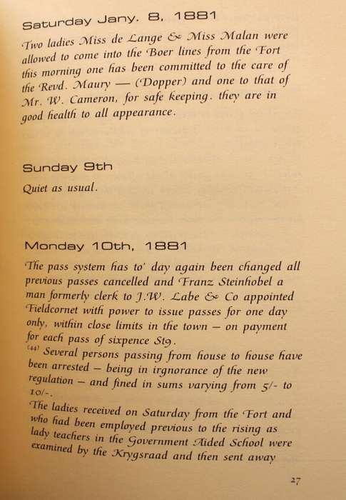 THE DIARY OF G.F. AUSTEN - MY EXPERIENCES IN POTCHEFSTROOM DURING THE FIRST BOER WAR 1880 - 1881
