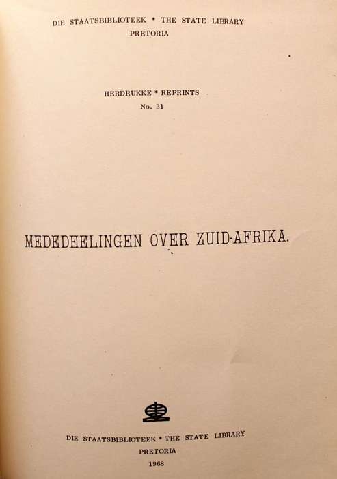 MEDEDEELINGEN OVER ZUID-AFRIKA - DR. H.F. JONKMAN