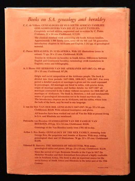 HERALDRY OF SOUTH AFRICAN FAMILIES / COATS OF ARMS, CRESTS, ANCESTRY - C. PAMA (1972)