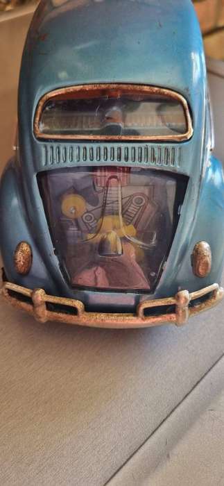 Vintage 1960s Bandai Japan Volkswagen Beetle Tin Toy  Battery Operated Bump-N-Go  WORKING