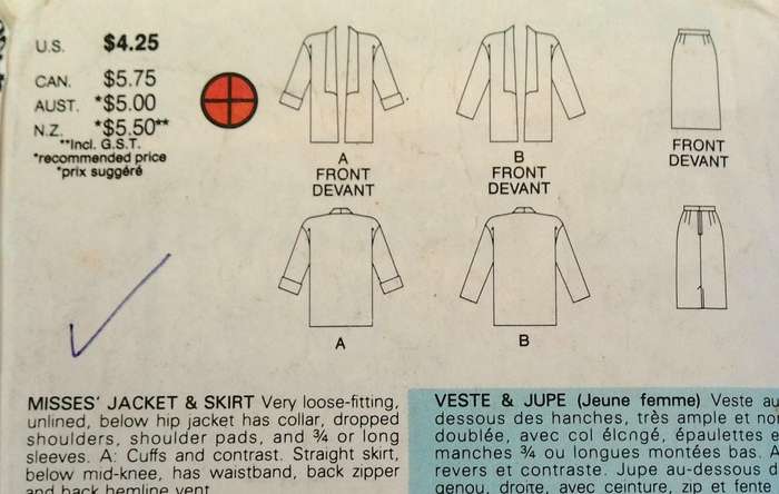 BUTTERICK 4430 JACKET & SKIRT SIZE: 14-16-18 COMPLETE