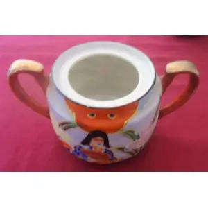 PART ORIENTAL HAND PAINTED COFFEE/TEA SET WITH GILT MILK JUG - SUGAR POT - SAUCER