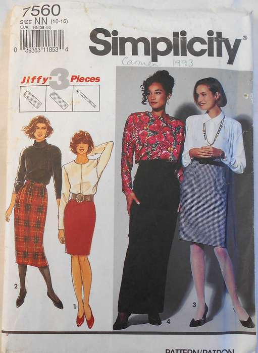 SIMPLICITY 7560 SET OF SKIRTS SIZE 10-16- COMPLETE-CUT TO 14