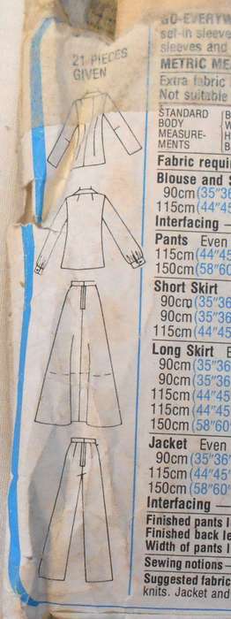 SIMPLICITY 8245 UNLINED JACKET-BLOUSE-PANTS-SKIRT SIZE 14 BUST 92 CM COMPLETE