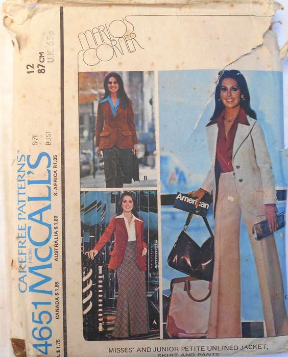McCALLS 4651 UNLINED JACKET-SKIRT-PANTS SIZE 12 BUST 87 CM COMPLETE