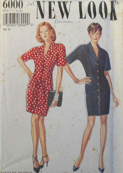 NEW LOOK PATTERNS 6000 FRONT BUTTON DRESS SIZE 6 - 16 COMPLETE-UNCUT-F/FOLDED