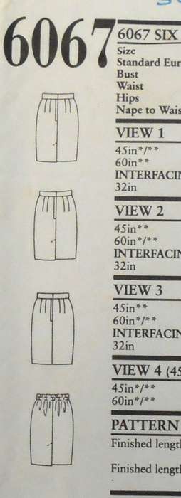 NEW LOOK PATTERNS 6067 SET OF SKIRTS SIZE 8-18 COMPLETE CUT TO 10