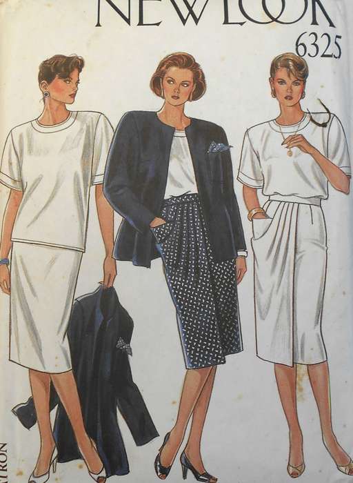 NEW LOOK PATTERNS 6325 JACKET-TOP-SKIRT SIZE 8-18 COMPLETE-PART CUT TO 12