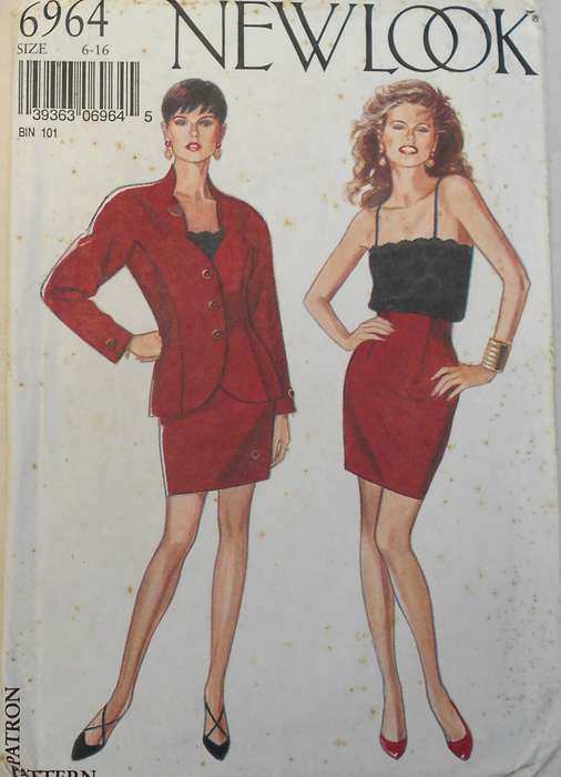 NEW LOOK PATTERNS 6964 JACKET +SHAPED NECKLINE-SKIRT-CAMISOLE SIZE 6-16 COMPLETE-PART CUT SKIRT 10