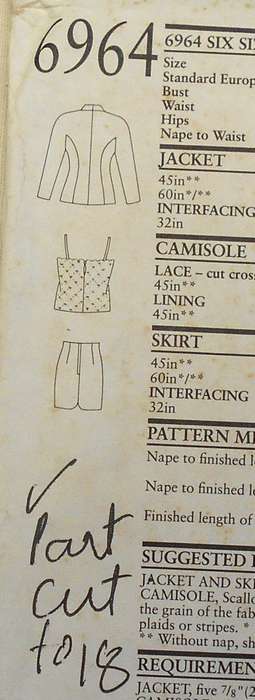 NEW LOOK PATTERNS 6964 JACKET +SHAPED NECKLINE-SKIRT-CAMISOLE SIZE 6-16 COMPLETE-PART CUT SKIRT 10