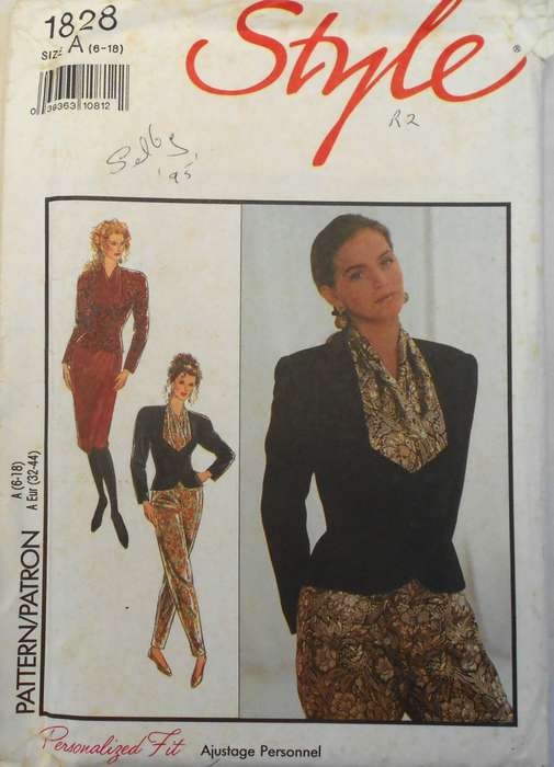 STYLE 1828 JACKET-SKIRT-PANTS SIZE 6-18 COMPLETE-UNCUT-F/FOLDED