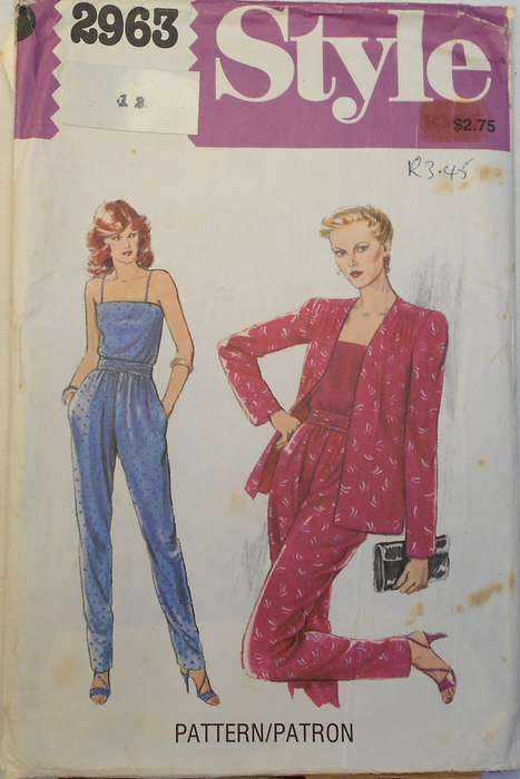 STYLE 2963 UNLINED JACKET-CAMISOLE-PANTS SIZE 12 COMPLETE