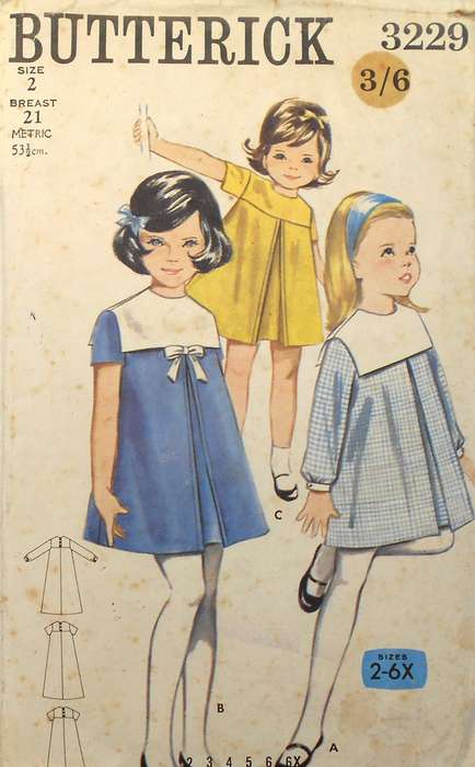 VINTAGE BUTTERICK 3229 GIRLS A LINE DRESS SIZE 2 YEARS BREAST 21 COMPLETE