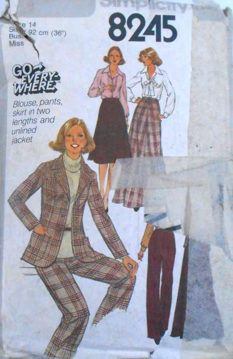SIMPLICITY 8245 UNLINED JACKET-BLOUSE-PANTS-SKIRT SIZE 14 BUST 92 CM COMPLETE