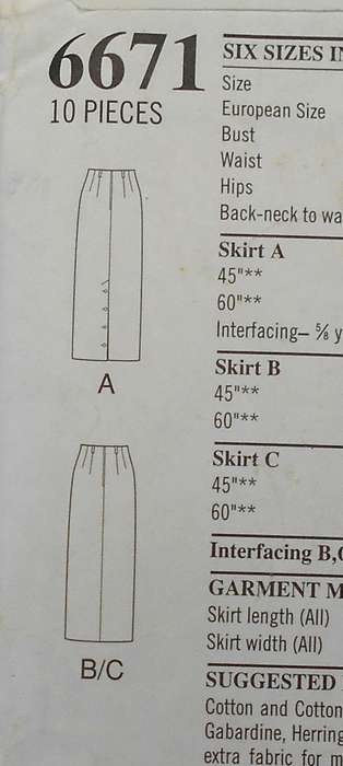 NEW LOOK PATTERNS 6671 SET OF LONG STRAIGHT SKIRTS SIZE 6-16 COMPLETE-CUT TO 12
