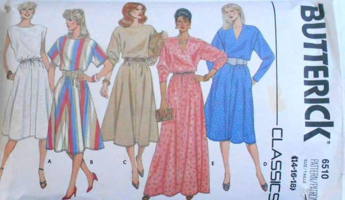BUTTERICK 6510 PULLOVER DRESS SIZE 14-16-18 COMPLETE CUT TO 18