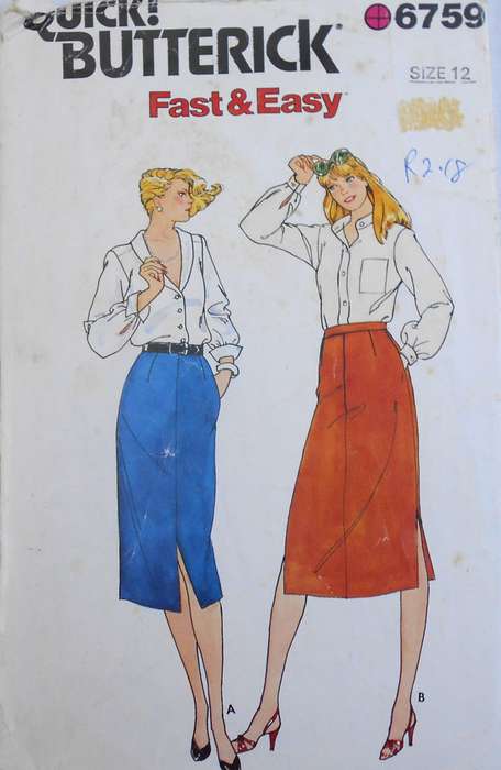 BUTTERICK 6759 SKIRT SIZE 12 COMPLETE