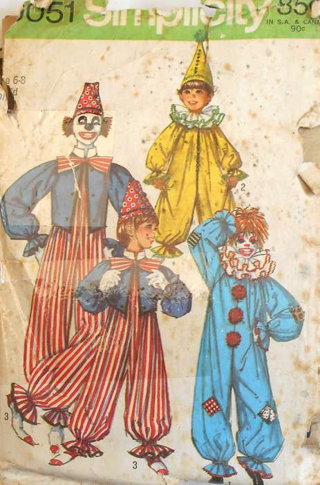 SIMPLICITY 9051 CLOWNS COSTUMES SIZE 6-8 YEARS COMPLETE-ZIPLOC