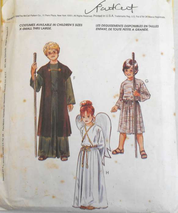 McCALLS COSTUMES 8436 NATIVITY COSTUMES SIZE EX S 4-6 YEARS COMPLETE-PART CUT