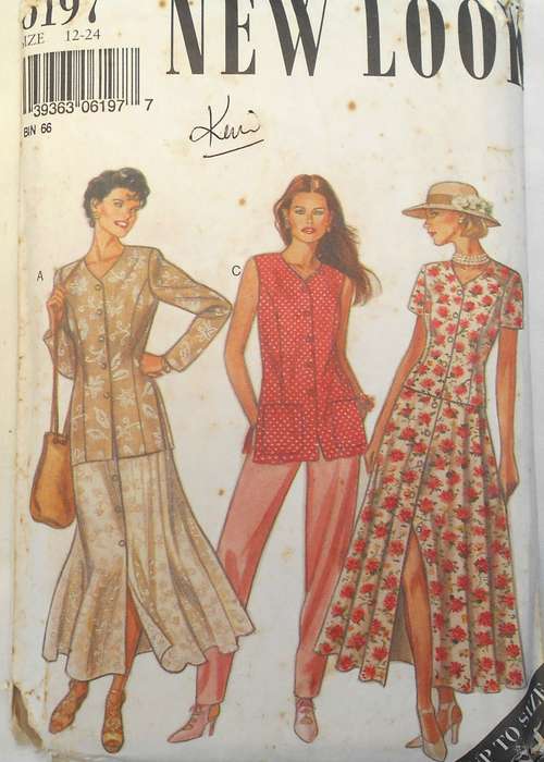 NEW LOOK PATTERNS 6197 DRESS-JACKET-TOP-SKIRT-PANTS SIZE 10-24 COMPLETE-CUT TO 12
