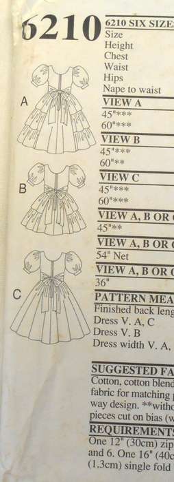 NEW LOOK PATTERNS 6210 GIRLS PARTY DRESS SIZE 3-8 YEARS COMPLETE -UNCUT-F/FOLDED