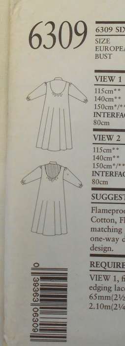 NEW LOOK PATTERNS 6309 NIGHTIES & NIGHTQOWNS SIZE 8-18 COMPLETE-UNCUT-F/FOLDED