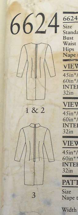 NEW LOOK 6624 LONG SLEEVE DRESS WITH NECK VARIATIONS SIZE 8-18 COMPLETE-CUT TO 12
