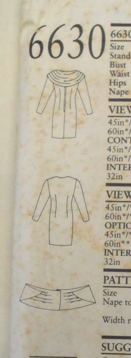 NEW LOOK PATTERNS 6630 LONG SLEEVE DRESS WITHFRONT BUTTONS & SCARF SIZE6 -16 COMPLETE-UNCUT-F/FOLDED