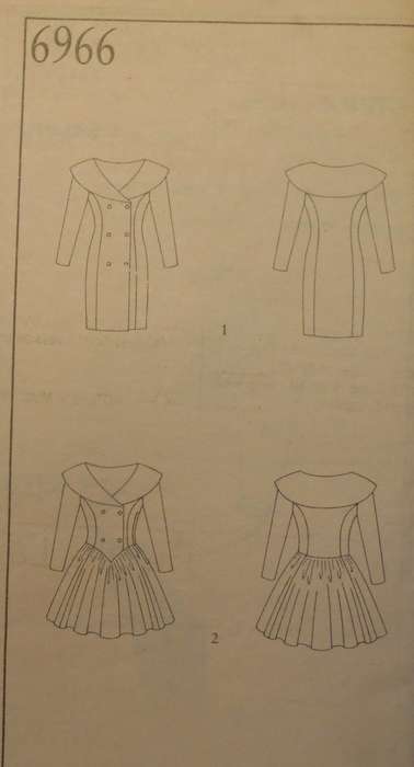 NEW LOOK 6966 FRONT DBL BREASTED BUTTON DRESS + CONTRAST COLLAR SIZE6-16 COMPLETE-CUT TO 16-NO COVER