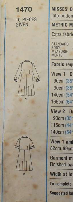VINTAGE STYLE 1470 DRESS WITH WAISTLINE SEAM SIZE 10 BUST 83 CM -COMPLETE