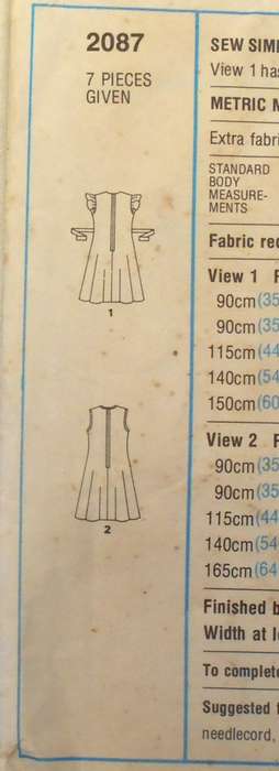 STYLE 2087 PINAFORE SIZE 12 BUST 87 CM COMPLETE