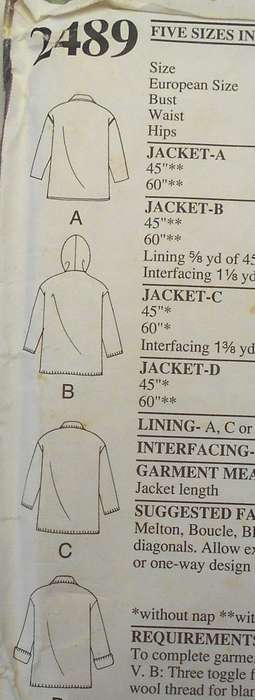 STYLE 2489 SET OF WINTER COATS/JACKETS + HOODIE SIZE S-XL (10-24) COMPLETE-UNCUT-F/FOLDED