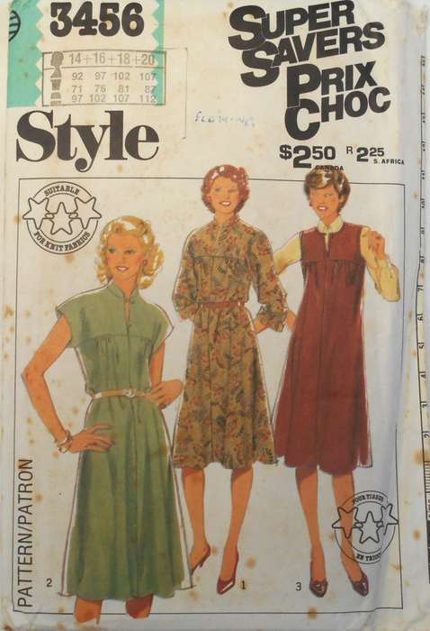 STYLE 3456 PULLOVER DRESS SIZE 14-16-18-20 COMPLETE-UNCUT-F/FOLDED