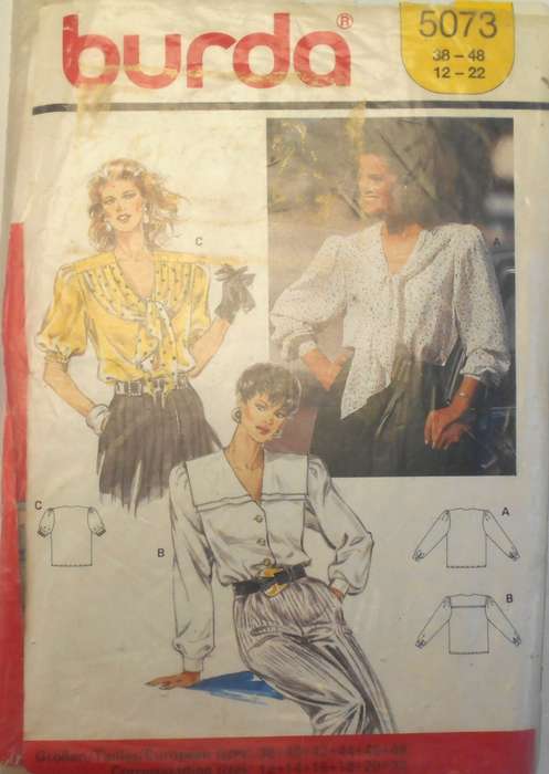 BURDA 5073 BLOUSE SIZE 12-22 COMPLETE-CUT TO 22