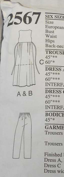 STYLE 2567 HIGH WAIST FRONT BUTTON DRESS & PANTS SIZE 6-16 COMPLETE-PART CUT TO 16