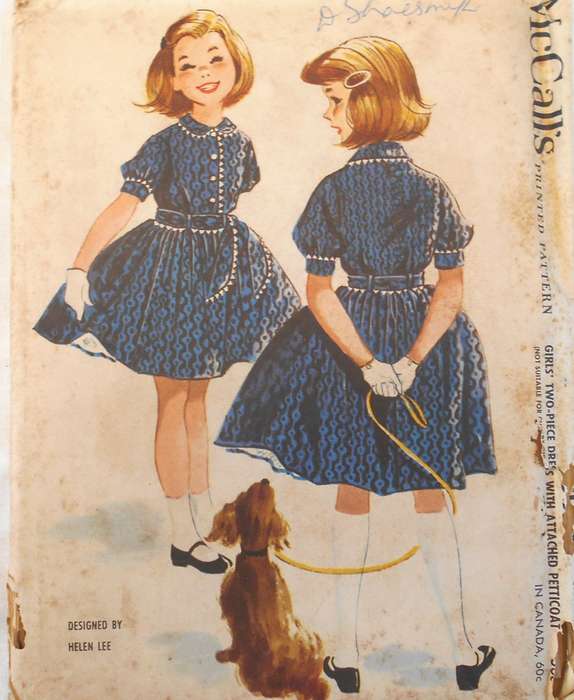 VVINTAGE McCALLS 5086 GIRLS TWO PIECE DRESS+ATTACHED PETTICOAT SIZE 12 YRS COMPLETE-UNCUT F/F