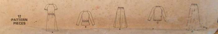 VINTAGE McCALLS 5925 DRESS-TOP-SKIRT-PANTS SIZE 10-12-14 COMPLETE-CUT TO 14