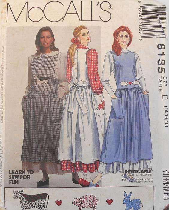 McCALLS 6135 PINAFORE-BLOUSE-PETTICOAT-APPLIQUES SIZE 14-16-18 COMPLETE-UNCUT-F/FOLDED