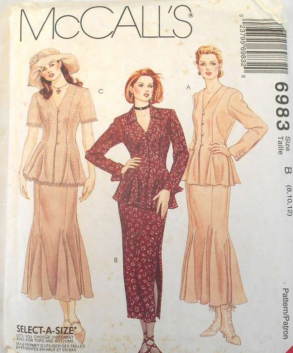 McCALLS 6983 TOPS & SKIRTS SIZE 8-10-12 COMPLETE-UNCUT-F/FOLDED