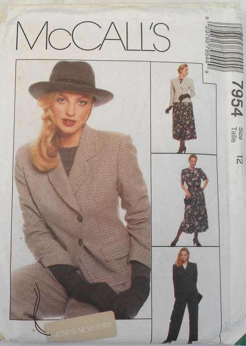 McCALLS 7954 LINED JACKET-TOP-PANTS-PULL ON SKIRT SIZE 12 COMPLETE-UNCUT-F/FOLDED