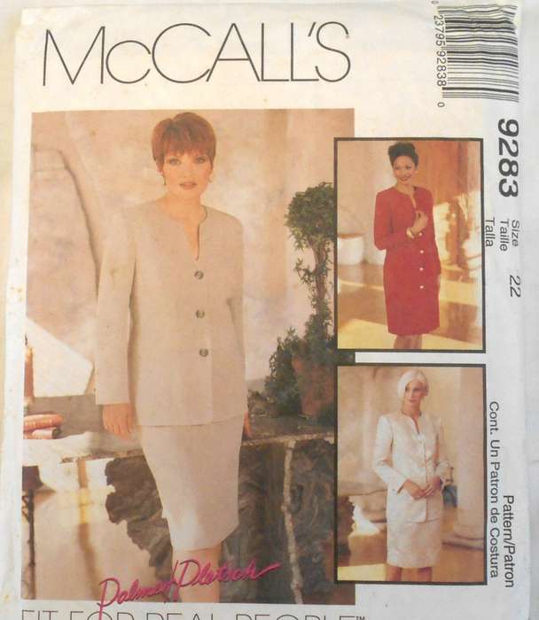 McCALLS 9283 LINED DRESS-LINED JACKET-SKIRT SIZE 22 COMPLETE-DRESS CUT INTO PARTS