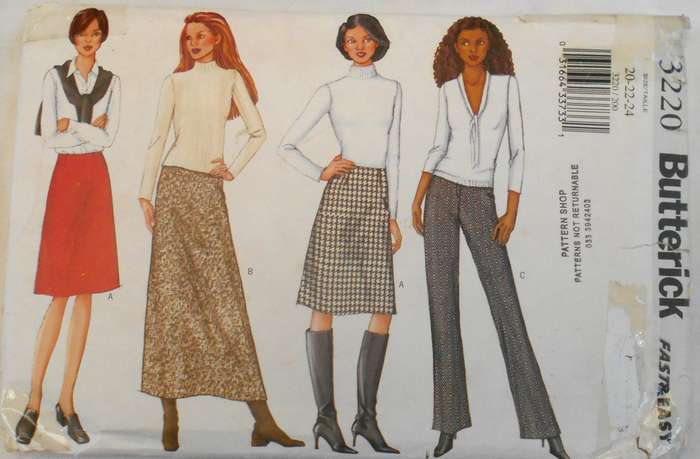 BUTTERICK 3220 SKIRT & PANTS SIZE 20-22-24 COMPLETE-CUT TO 20