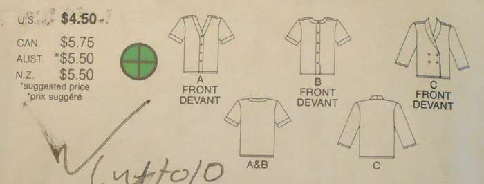BUTTERICK 3692 LOOSE FITTING BLOUSE SIZE 8-10-12 COMPLETE-CUT TO 10