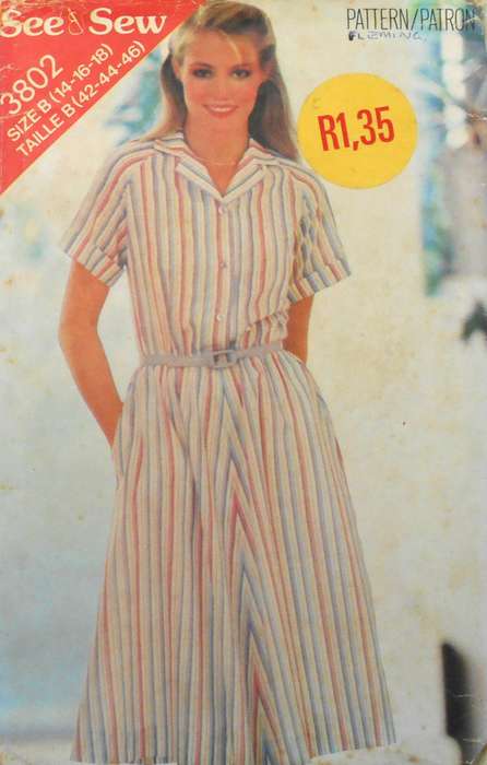 BUTTERICK 3802 LOOSE FITTING DRESS SIZE 14-16-18 COMPLETE-CUT TO 18