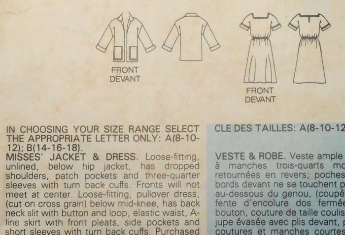 BUTTERICK 5267 JACKET & DRESS SIZE 8-10-12 COMPLETE-UNCUT-F/FOLDED