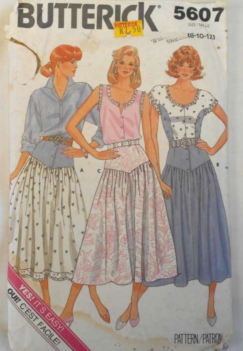 BUTTERICK 5607 FLARED SKIRTS SIZE 8-10-12 COMPLETE-CUT TO 12