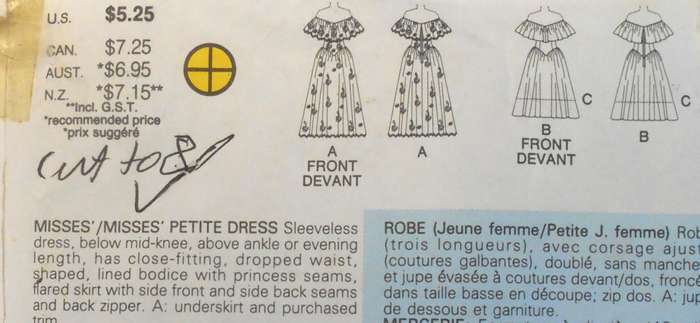 BUTTERICK 6000 SLEEVELESS DROPPED WAIST EVENING DRESS SIZE 6-8-10 COMPLETE-CUT TO 8